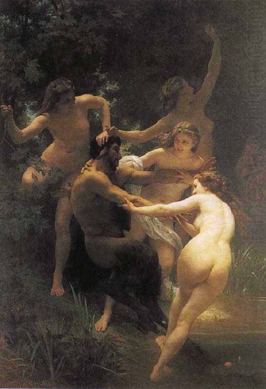 Adolphe William Bouguereau The god of the forest with their fairy china oil painting image